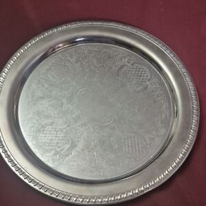 Elegant Silver Plated Etched Leonard Italy Serving Tray